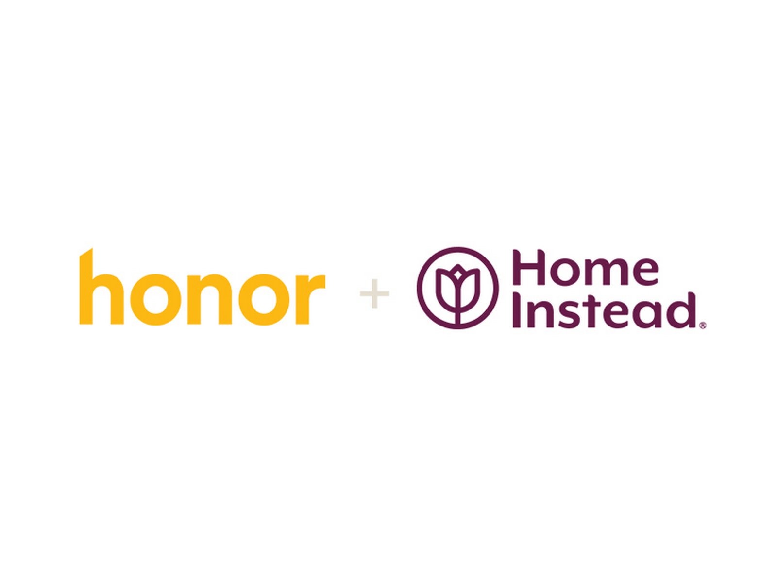 Logo for Honor, a plus sign and the Home Instead Logo
