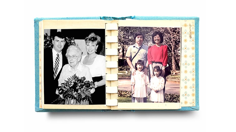 Family photos in a photo album